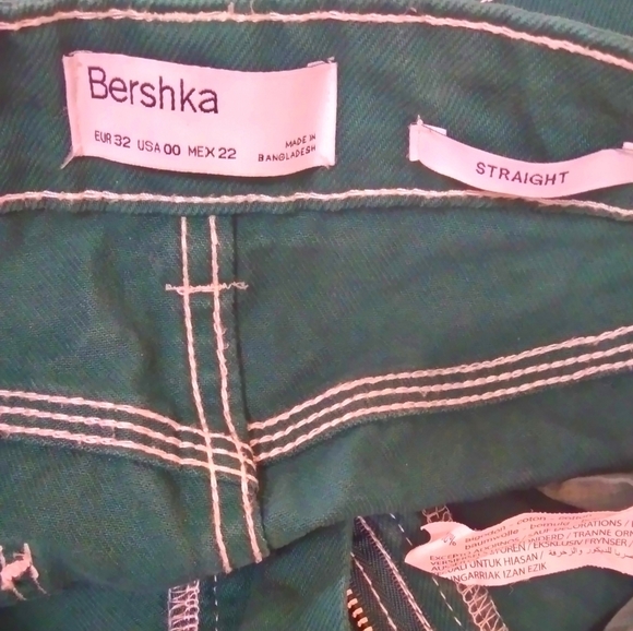 Bershka Straight Leg Cargo Women Jeans Dark Forest Size 00 - Picture 10 of 10